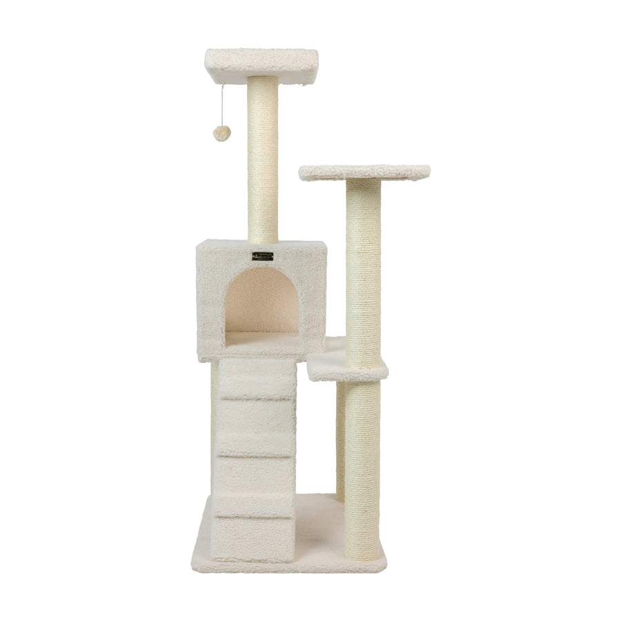 53-Inch Cat Tree with Ramp, Condo & Perch – Ivory