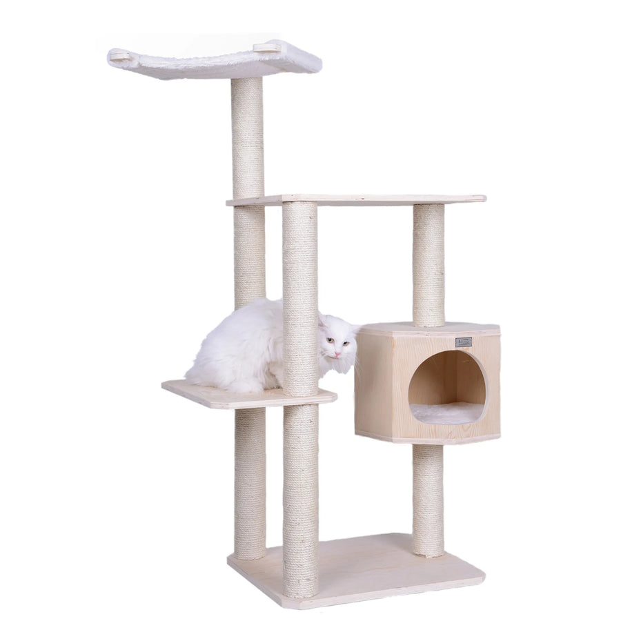 54-Inch Scots Pine Cat Tree with Condo – 3 Levels