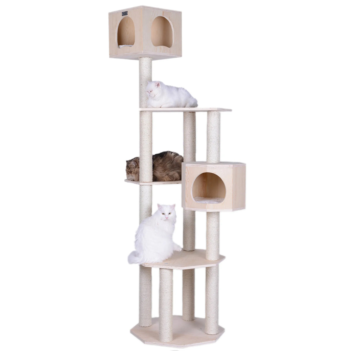 85-Inch Scots Pine Cat Tree with Two Playhouses