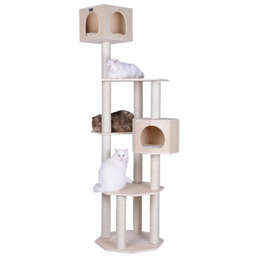 85-Inch Scots Pine Cat Tree with Two Playhouses