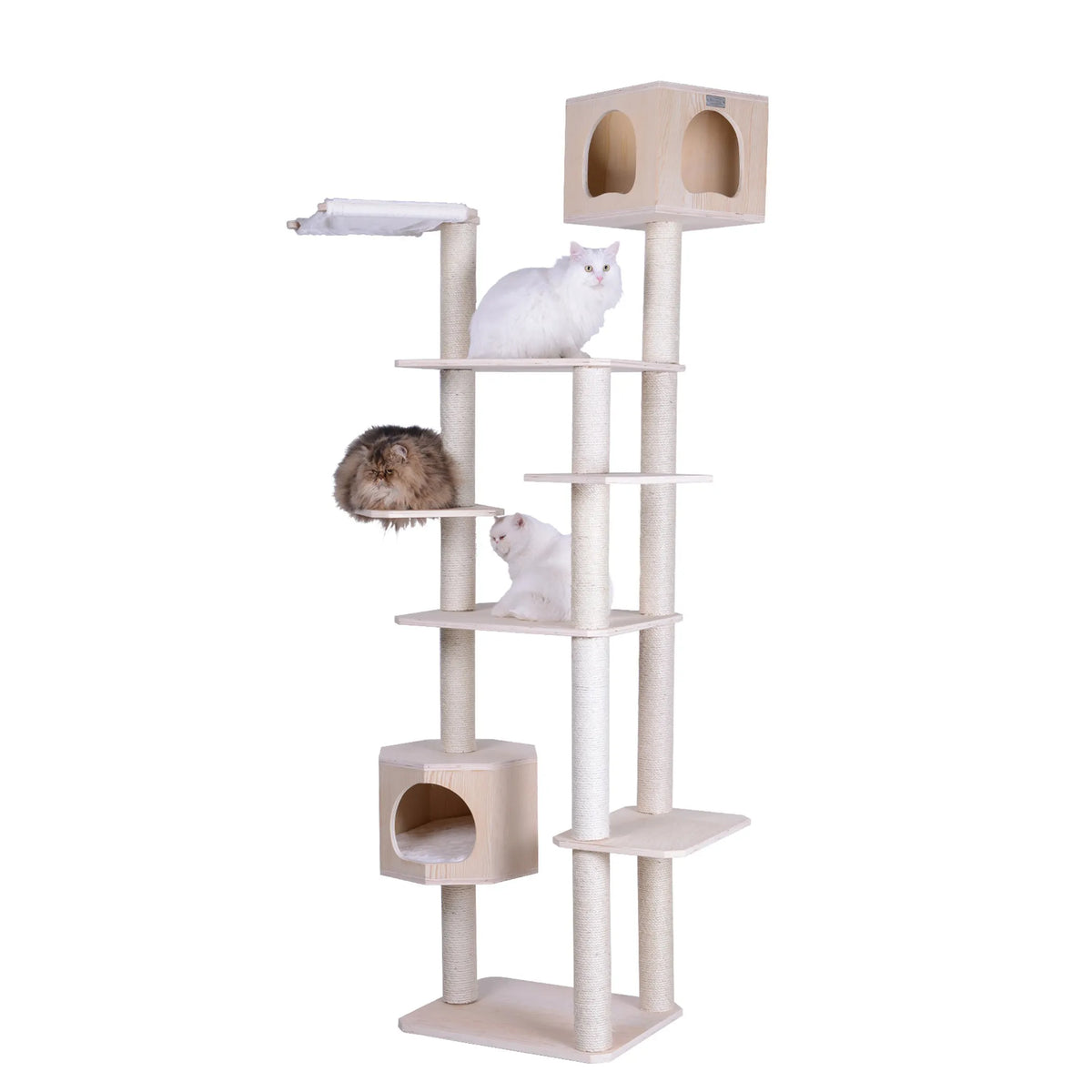89-Inch Scots Pine Cat Tree with Two Condos – 7 Levels
