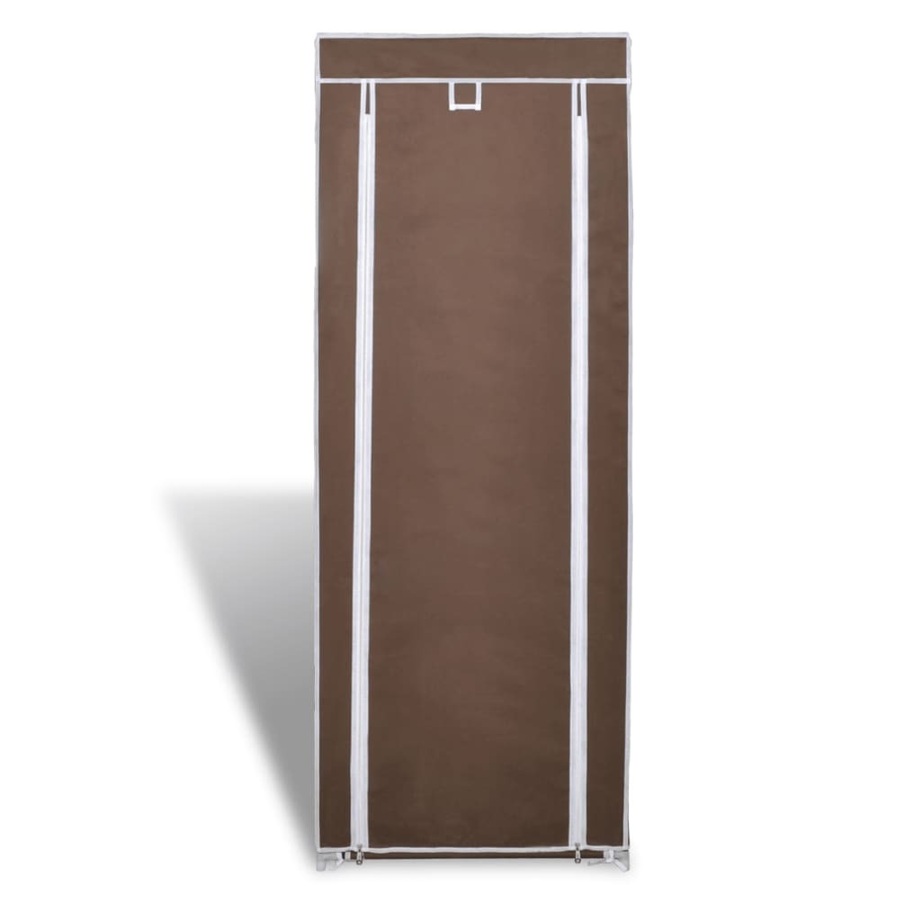 Fabric Shoe Cabinet with Cover 22" x 11" x 64" Brown