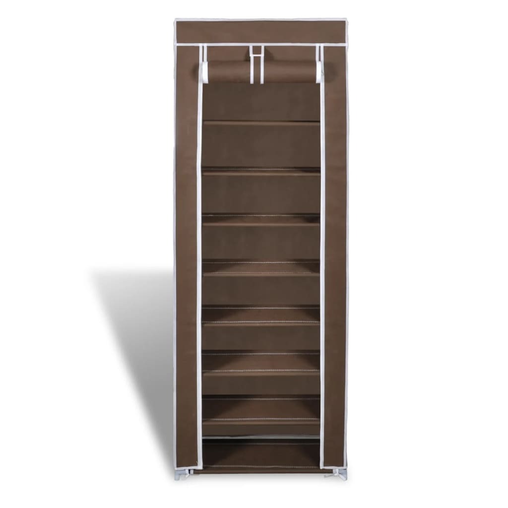 Fabric Shoe Cabinet with Cover 22" x 11" x 64" Brown