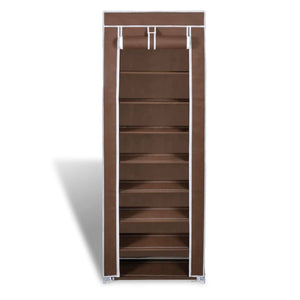 Fabric Shoe Cabinet with Cover 22" x 11" x 64" Brown