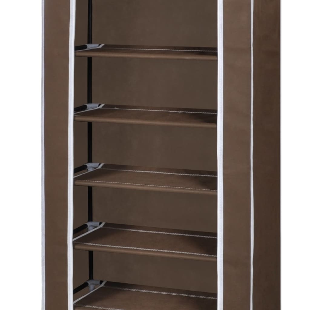 Fabric Shoe Cabinet with Cover 22" x 11" x 64" Brown