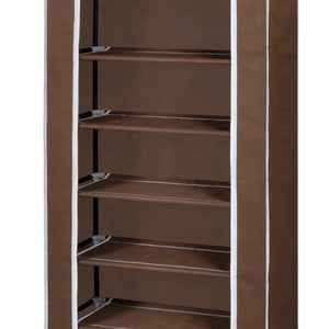 Fabric Shoe Cabinet with Cover 22" x 11" x 64" Brown