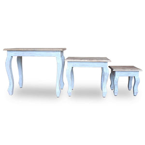 Nesting Table Set 3 Pieces Solid Mahogany Wood