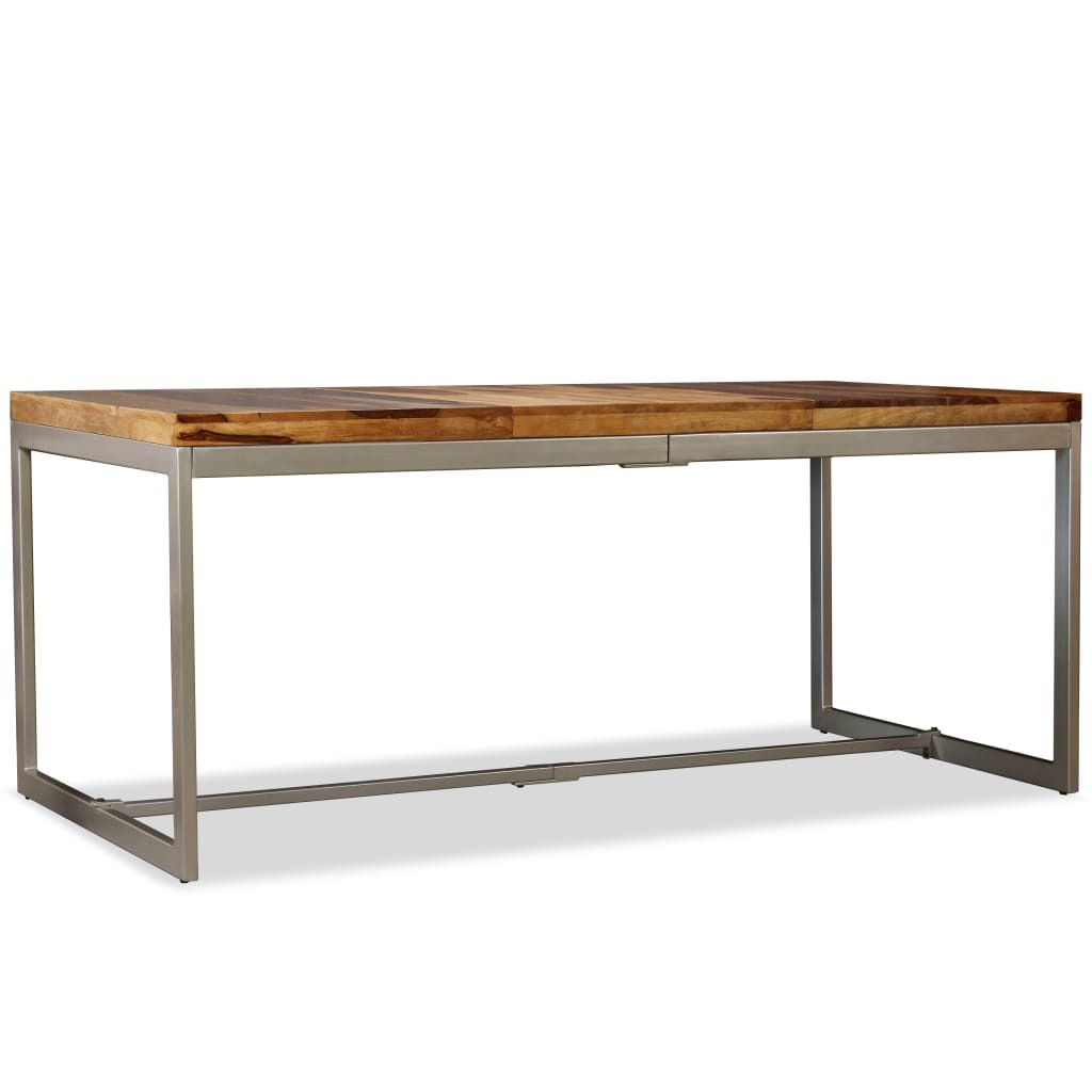 Dining Table Solid Acacia Wood and Steel 70.9