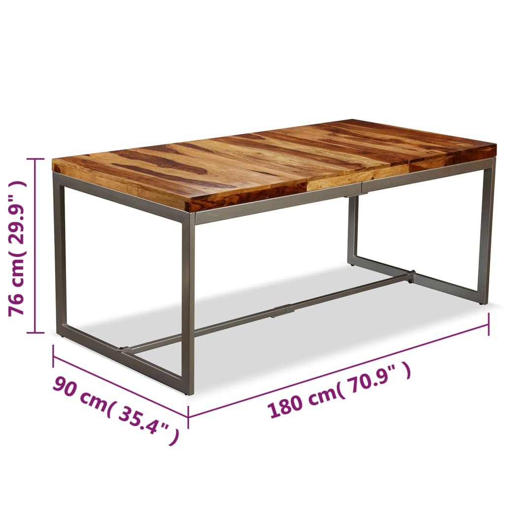 Dining Table Solid Acacia Wood and Steel 70.9
