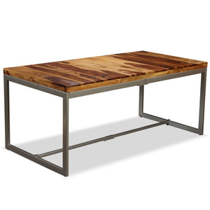 Dining Table Solid Acacia Wood and Steel 70.9