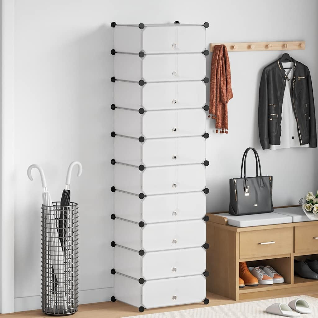 Interlocking Shoe Organizer with 10 Compartments White