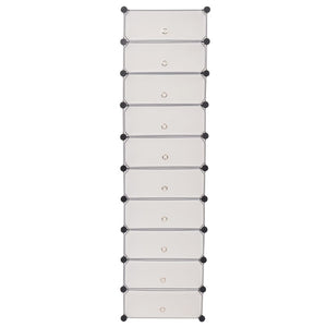 Interlocking Shoe Organizer with 10 Compartments White