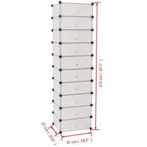 Interlocking Shoe Organizer with 10 Compartments White