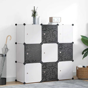 Storage Cube Organizer with 9 Compartments Black and White