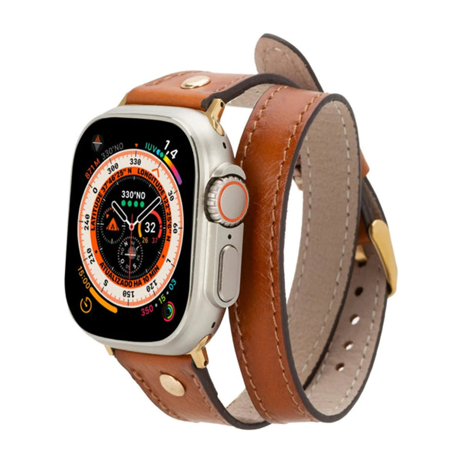 Syracuse Double Tour Leather Bands for Apple Watch 9, Ultra 2 and SE