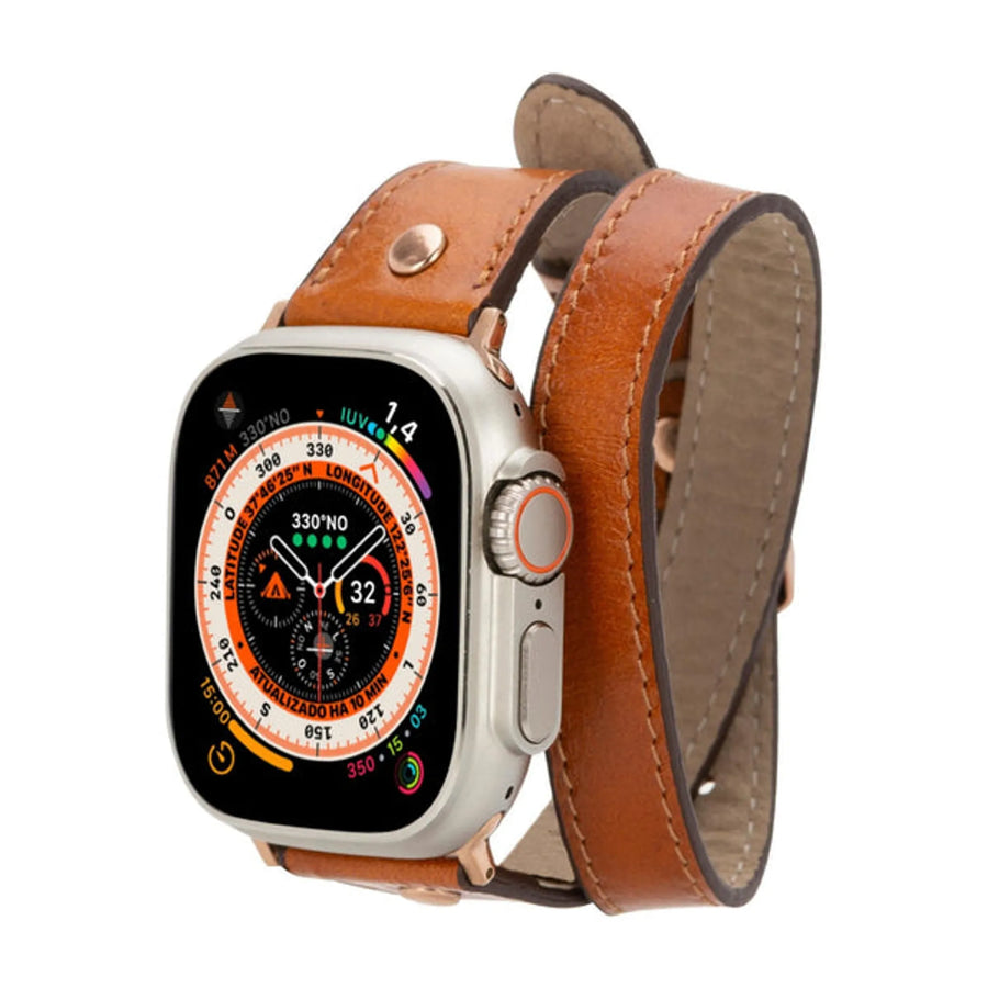 Vernon Double Tour Leather Bands for Apple Watch 9, Ultra 2 and SE