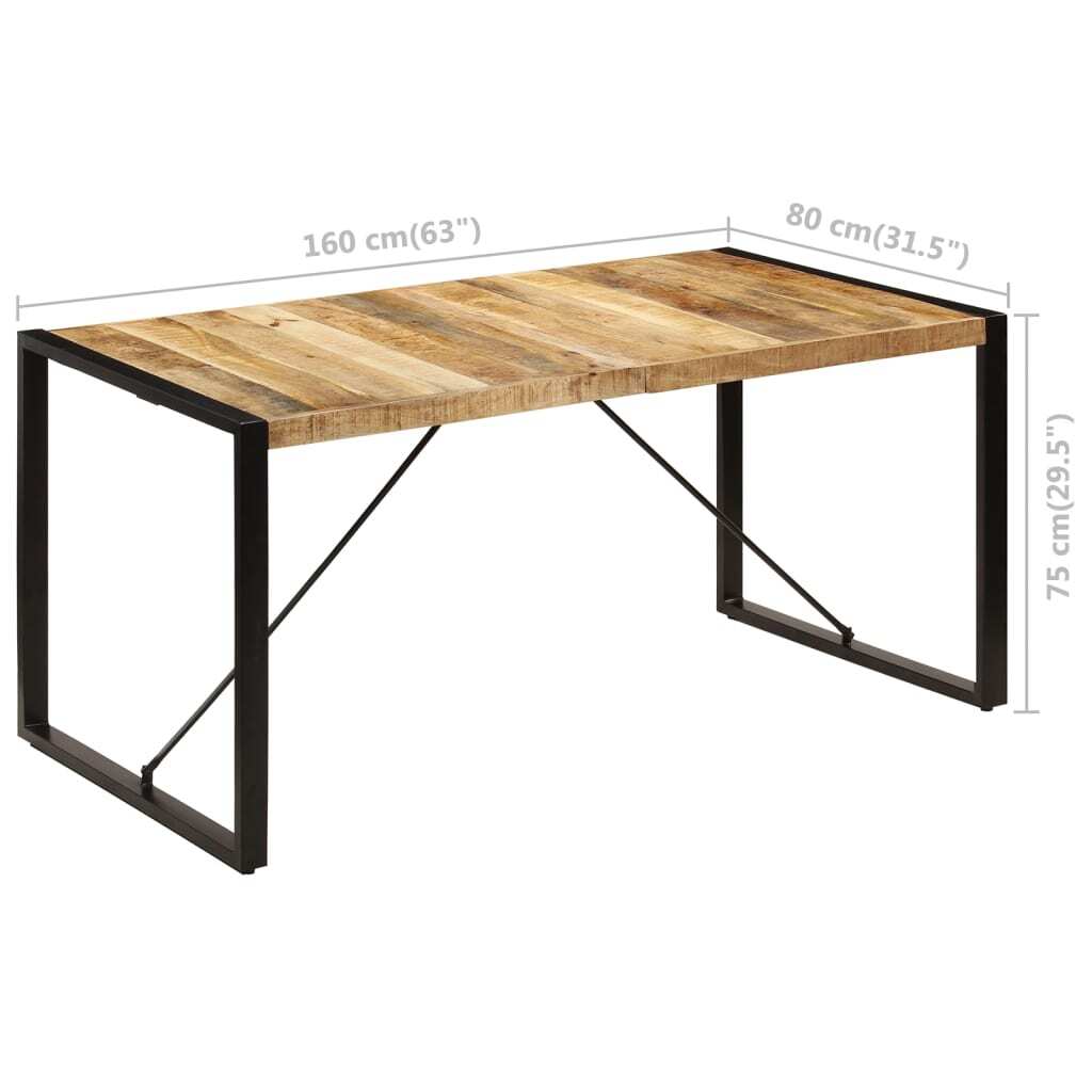 Dining Table 63"x31.5"x29.5" Solid Mango Wood