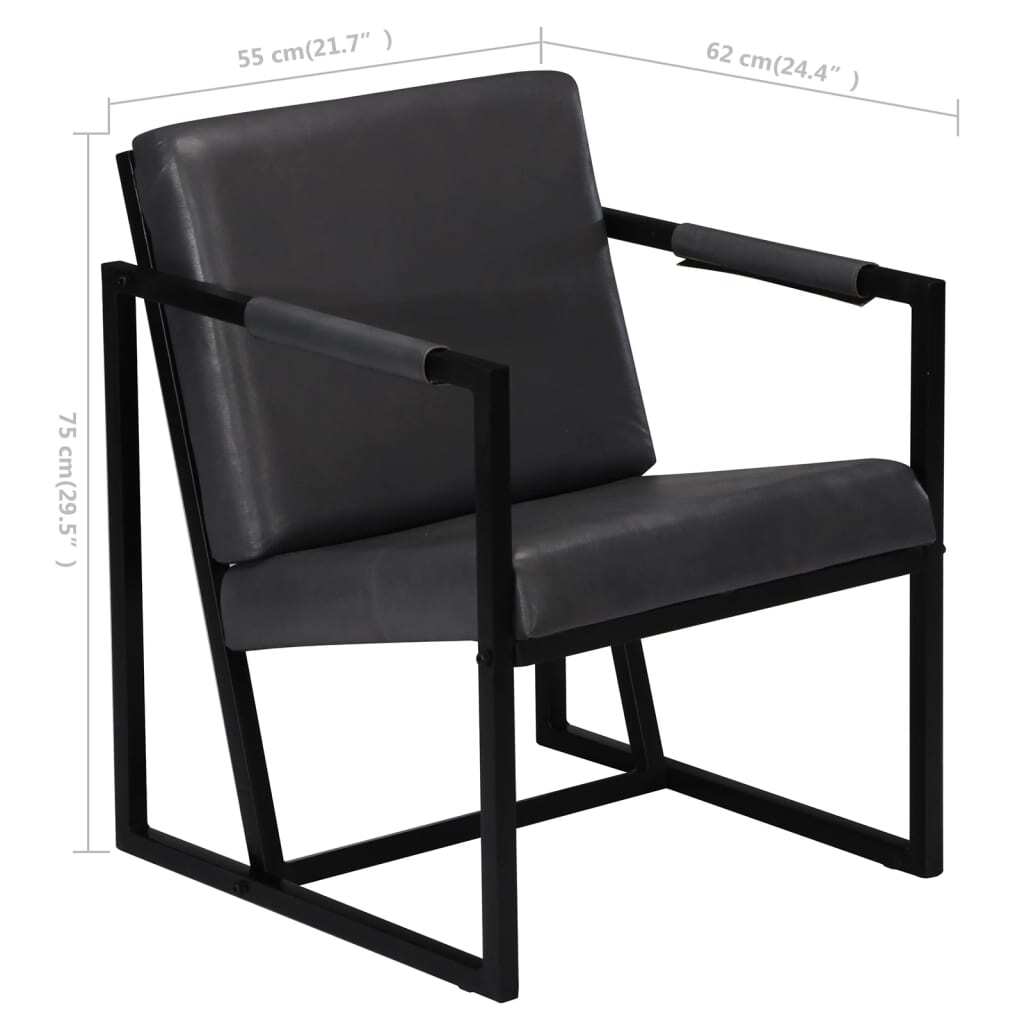 Armchair Gray Real Leather