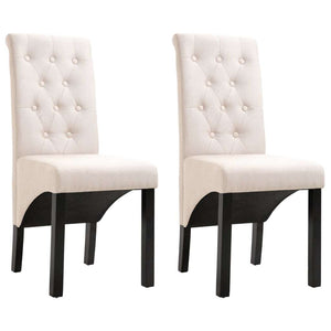 Dining Chairs 2 pcs Cream Fabric