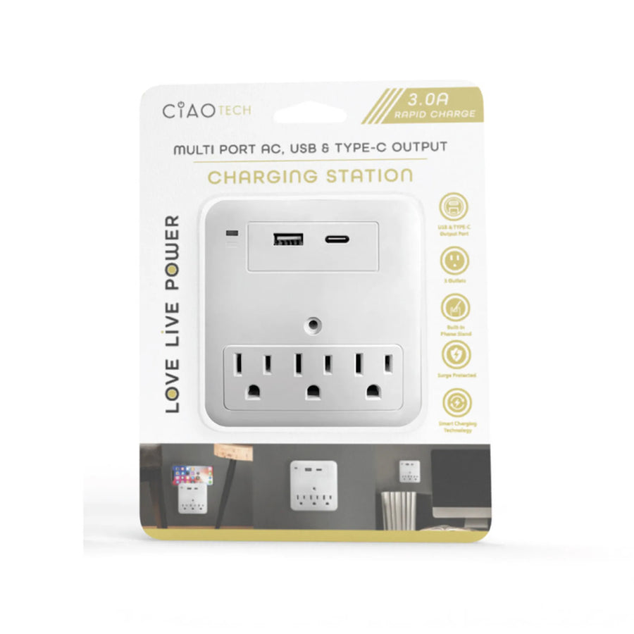 3OUTLETS + 1 USB + 1 TYPE C - White 24 pieces