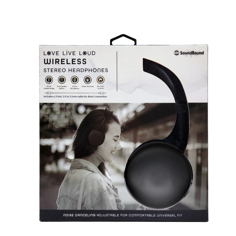 Jet Black Compact Soft Comfort Bluetooth Headphones