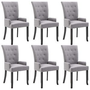 Dining Chairs with Armrests 6 pcs Light Gray Fabric