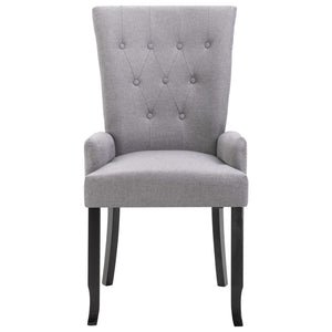 Dining Chairs with Armrests 6 pcs Light Gray Fabric