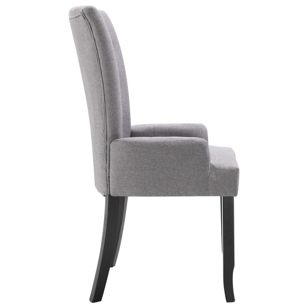 Dining Chairs with Armrests 6 pcs Light Gray Fabric