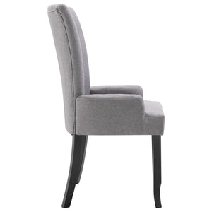 Dining Chairs with Armrests 6 pcs Light Gray Fabric