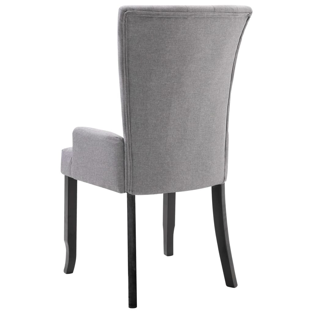 Dining Chairs with Armrests 6 pcs Light Gray Fabric
