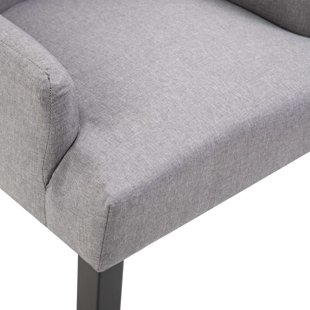 Dining Chairs with Armrests 6 pcs Light Gray Fabric
