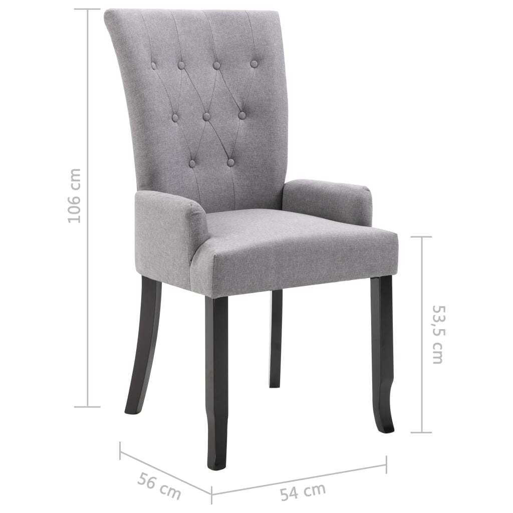 Dining Chairs with Armrests 6 pcs Light Gray Fabric