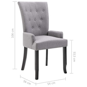 Dining Chairs with Armrests 6 pcs Light Gray Fabric