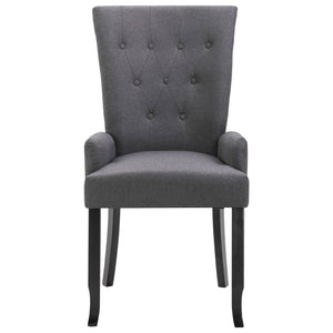 Dining Chairs with Armrests 2 pcs Dark Gray Fabric