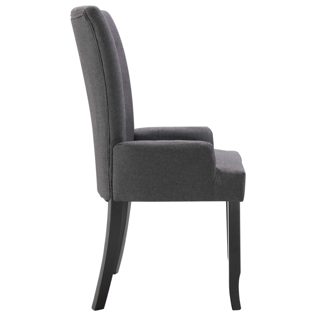 Dining Chairs with Armrests 2 pcs Dark Gray Fabric
