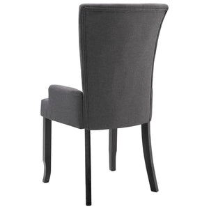 Dining Chairs with Armrests 2 pcs Dark Gray Fabric