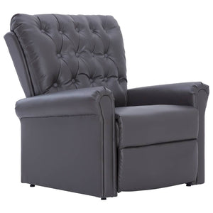 Reclining Chair Gray Faux Leather