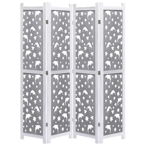 4-Panel Room Divider Gray 55.1"x65" Solid Wood