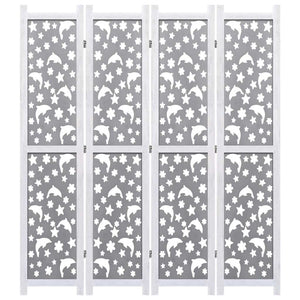 4-Panel Room Divider Gray 55.1"x65" Solid Wood