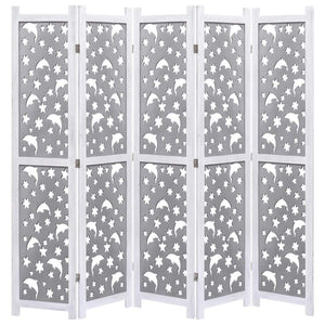 5-Panel Room Divider Gray 68.9"x65" Solid Wood