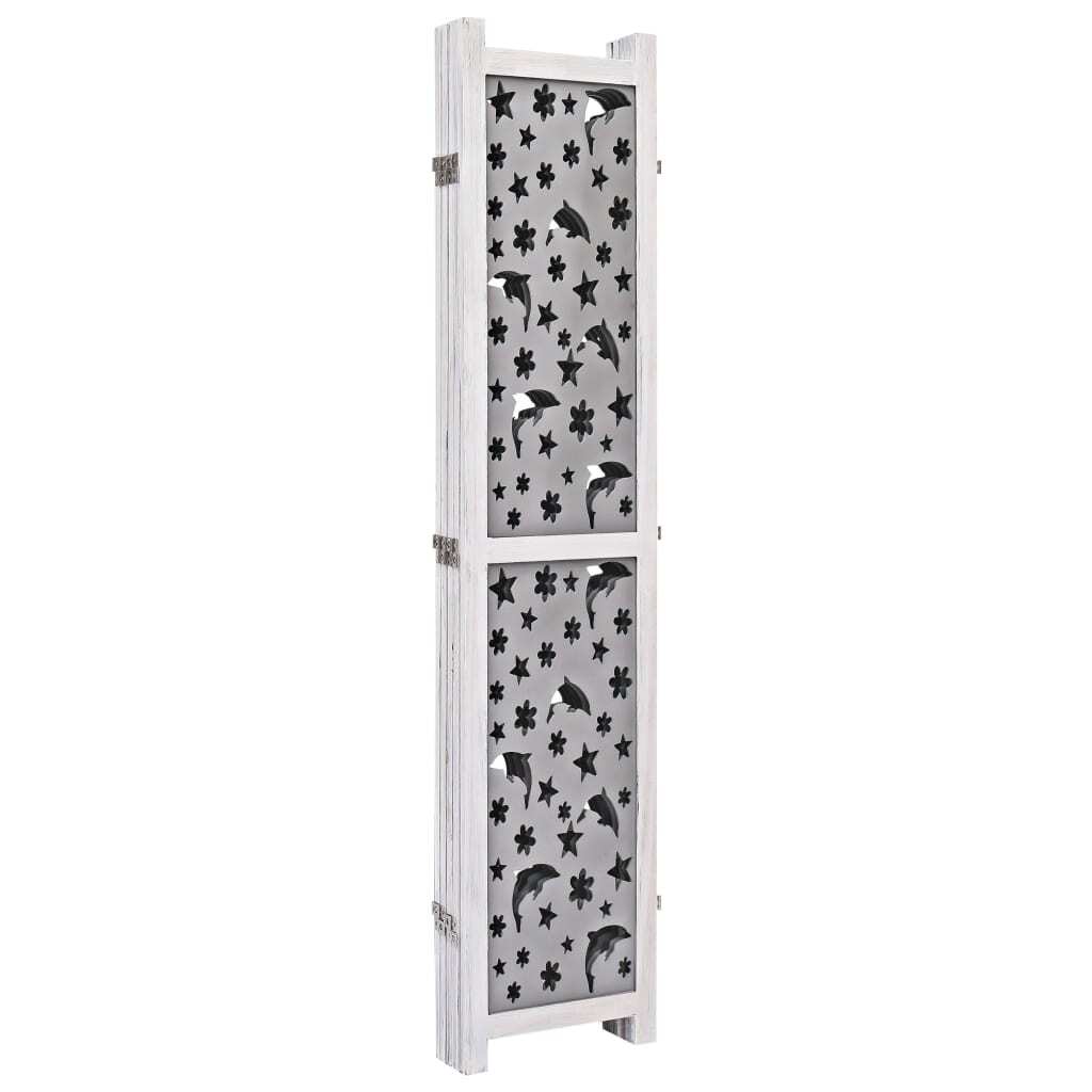 5-Panel Room Divider Gray 68.9"x65" Solid Wood