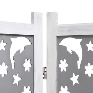5-Panel Room Divider Gray 68.9"x65" Solid Wood