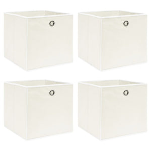 Storage Boxes 4 pcs White 12.6"x12.6"x12.6" Fabric