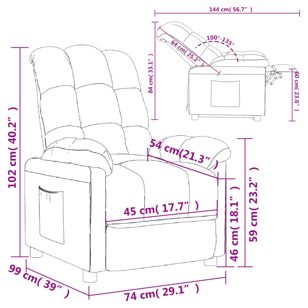 Recliner Dark Gray Fabric