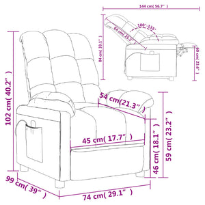 Massage Recliner Dark Brown Fabric