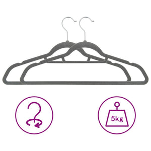 100 pcs Clothes Hanger Set Anti-slip Gray Velvet