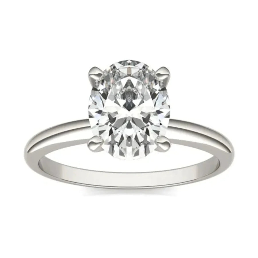 2 CTW Oval Lab Grown Diamond Solitaire Engagement Ring 14K White Gold (G-VS) - 1 5