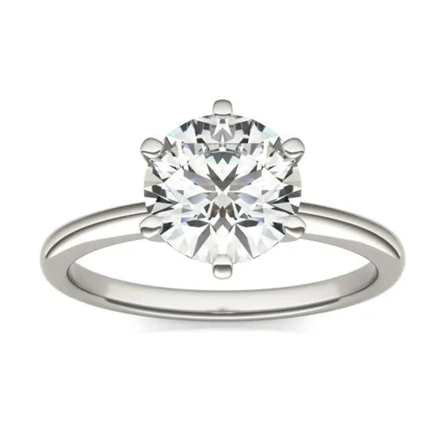 2 CTW Round Lab-Grown Diamond Six-Prong Solitaire Ring — 14K White Gold (G-VS) - 1 5