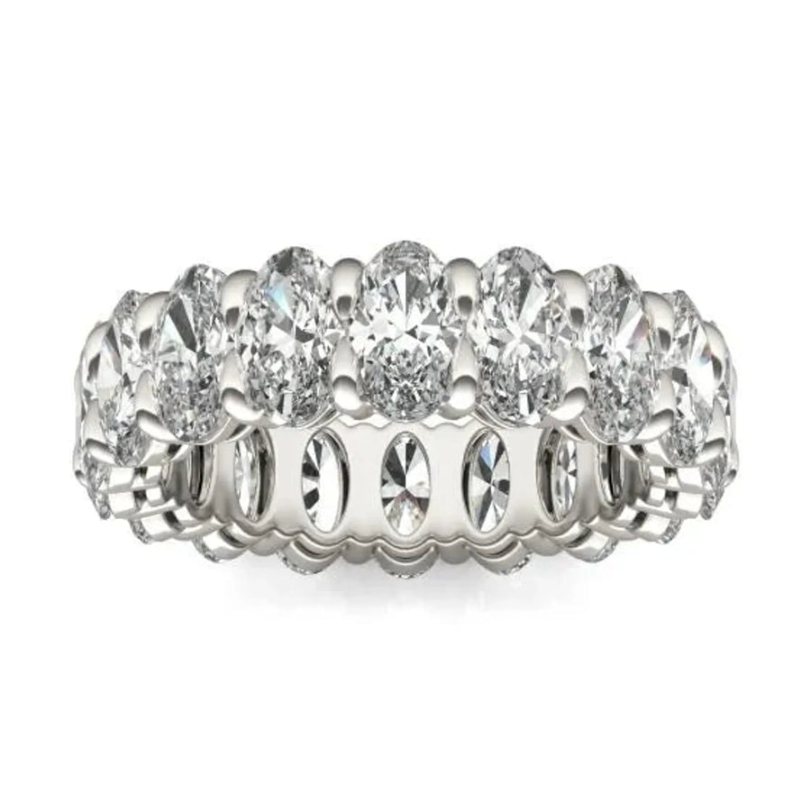 4 CTW Oval Lab Grown Diamond Couture Classic Eternity Ring 14K White Gold (G-VS) - 1 5