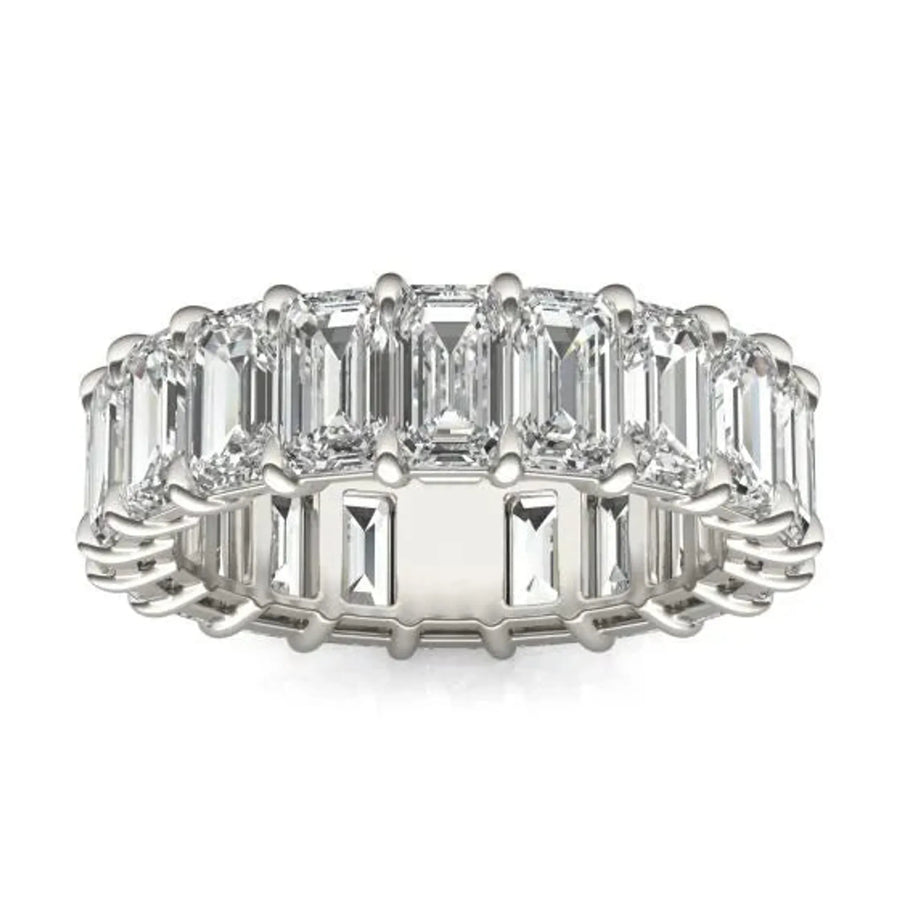 6 1/4 CTW Emerald Lab-Grown Diamond Eternity Ring — 14K White Gold (G-VS) - 1 5